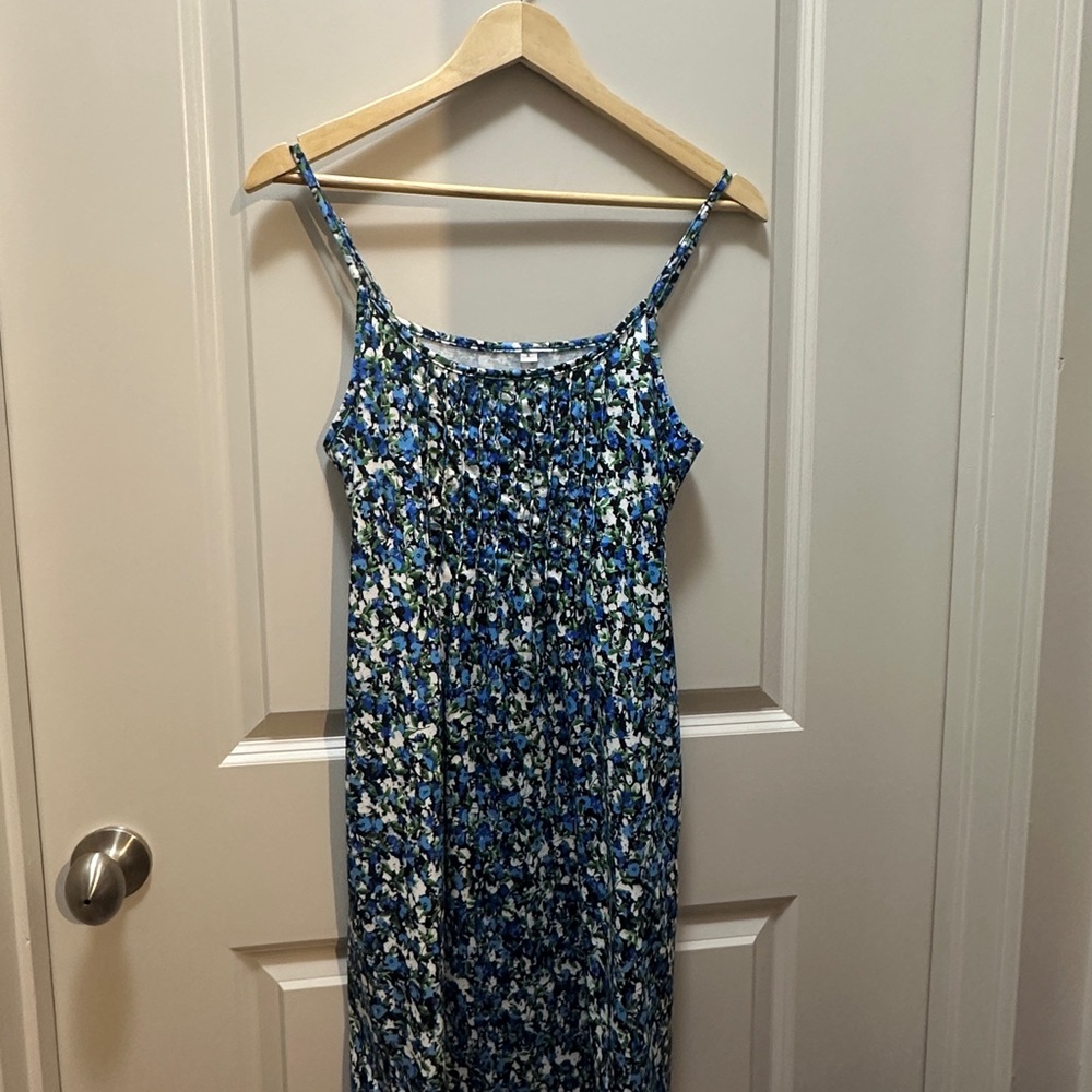 Floral Blue Spaghetti Strap Dress